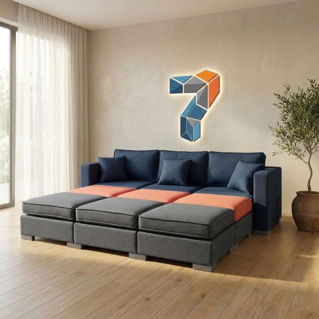 Sofa giường module 7MODU trải rộng thành giường ngủ cho căn hộ