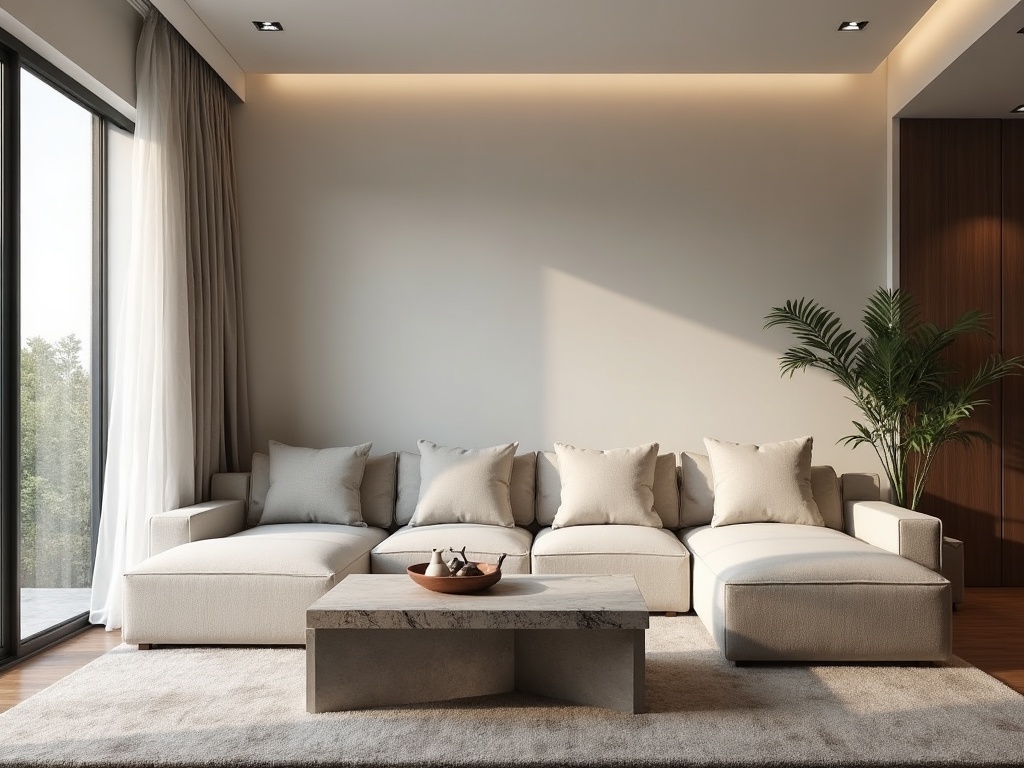 Không gian phòng khách hoàn thiện với sofa module 7MODU