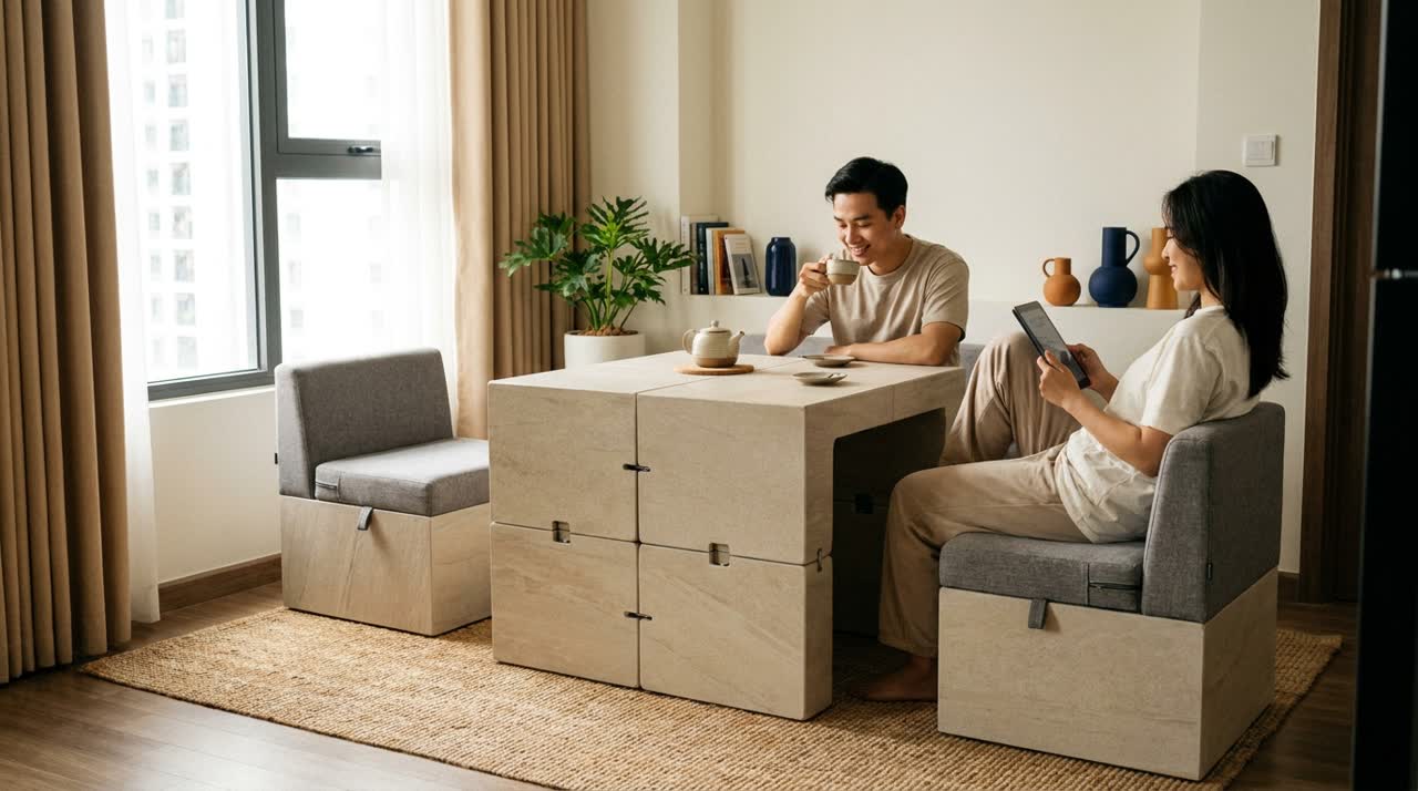 Bàn ăn module mở rộng cho căn hộ — Đời sống