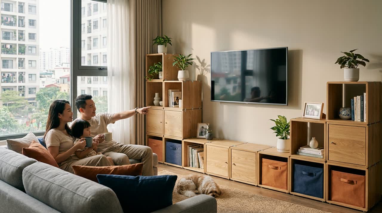 Cách chọn kệ tivi module theo kích thước tivi — Đời sống