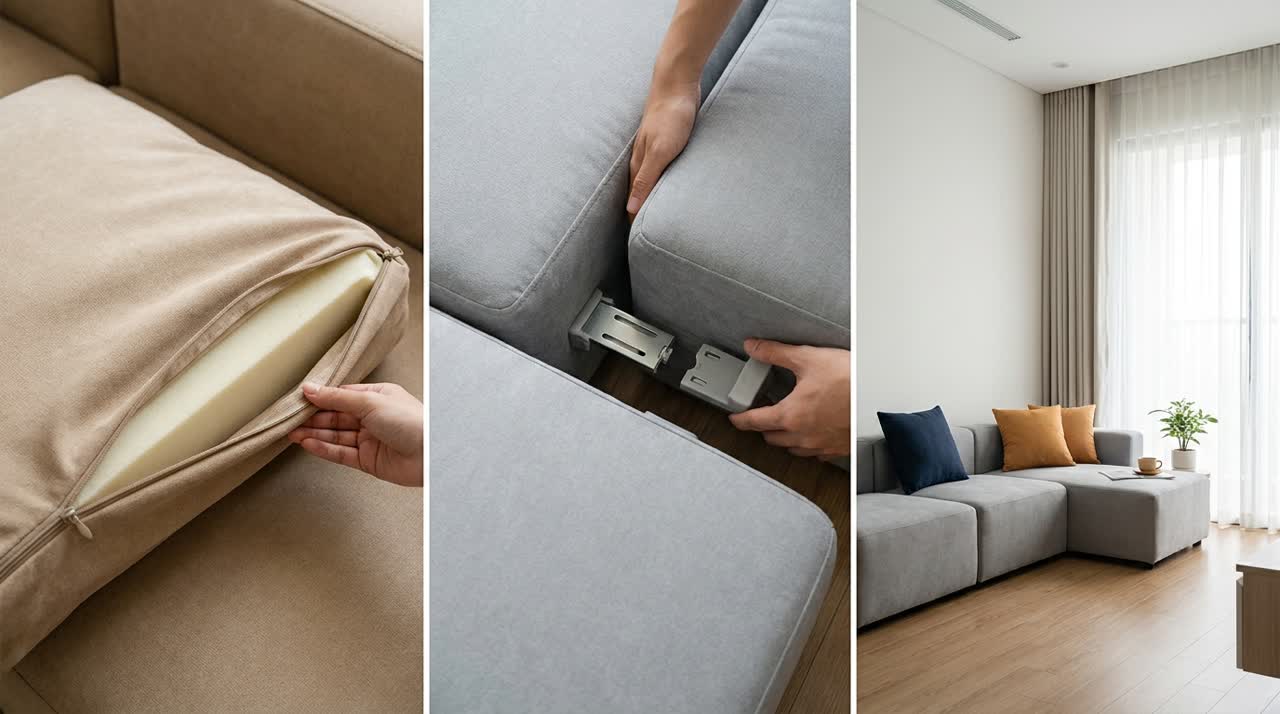 Cách chọn vỏ áo sofa module theo chất liệu và màu — Cận cơ chế module