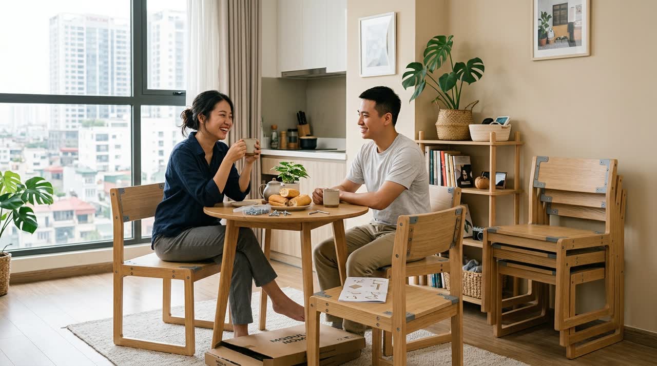 Ghế module xếp chồng tiết kiệm diện tích — Đời sống