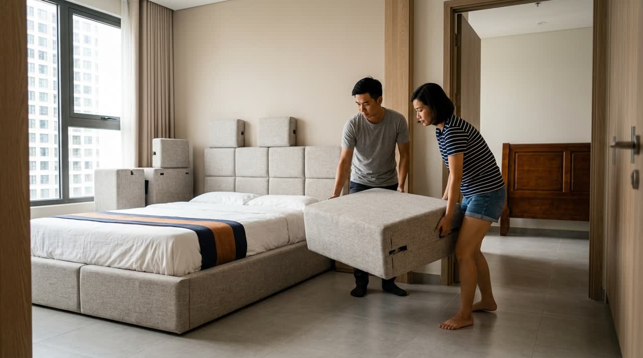So sánh giường module và giường gỗ nguyên khối — Công năng