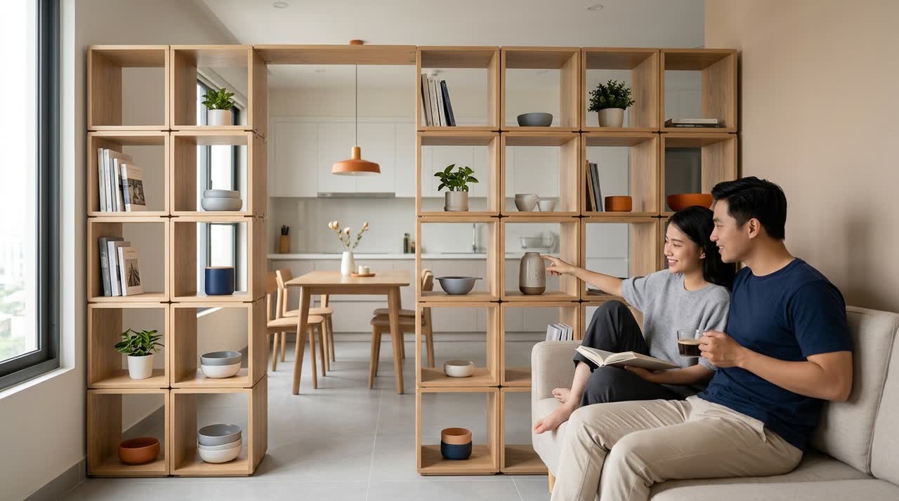 Kệ trang trí module ghép linh hoạt — Đời sống