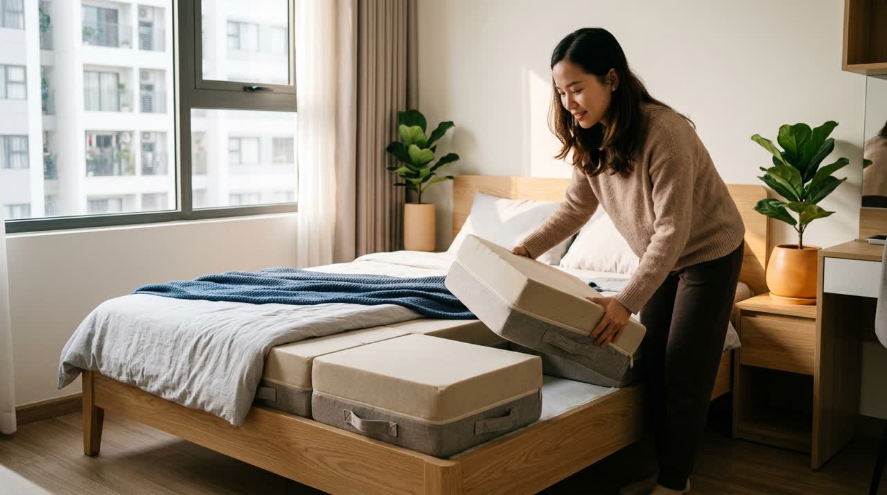 Nệm module ghép từ nhiều viên mút — Công năng