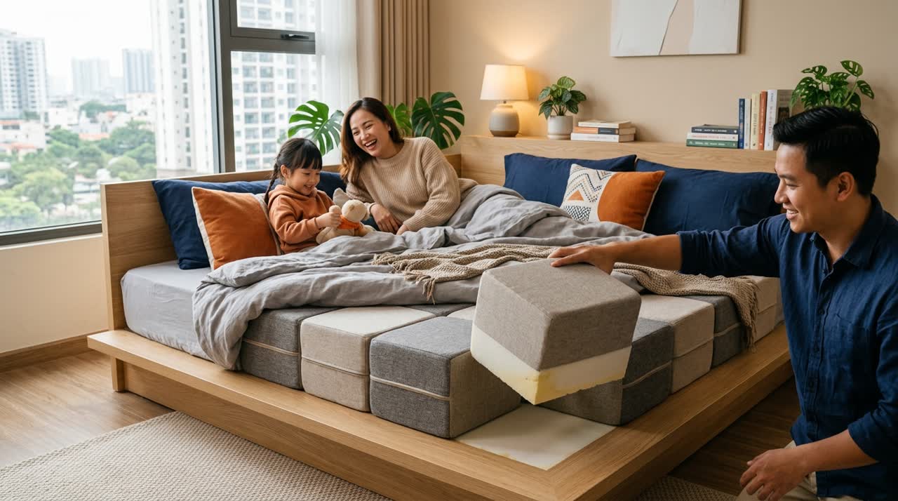 Nệm module ghép từ nhiều viên mút — Đời sống