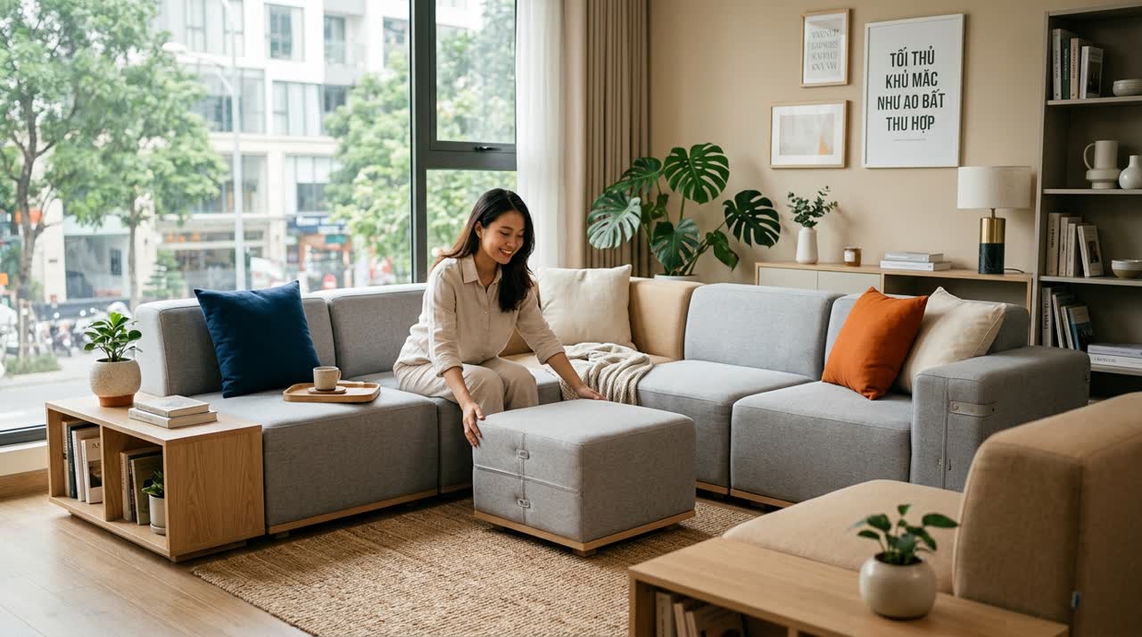 Phòng khách với sofa module 7MODU — Công năng