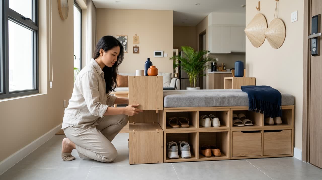 Tủ giày module cho lối vào căn hộ — Công năng