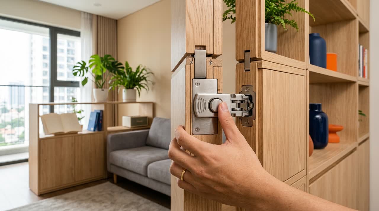 Vách ngăn module phân vùng căn hộ — Cận cơ chế module