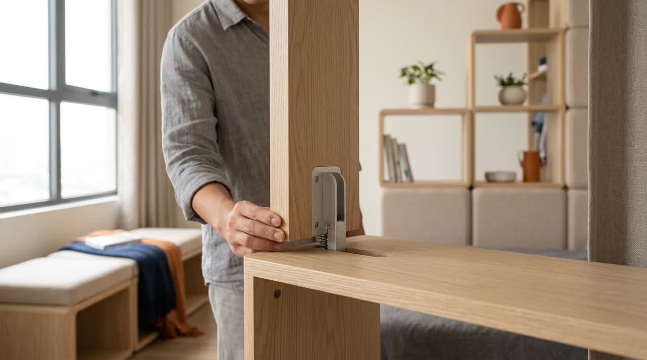 Vách ngủ - ốp tường thành giường khách — Cận cơ chế module