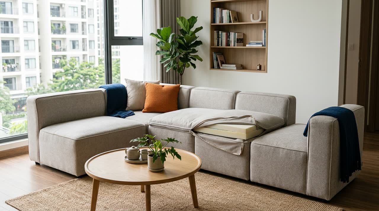 Cách giặt vỏ áo sofa module đúng cách — Toàn cảnh
