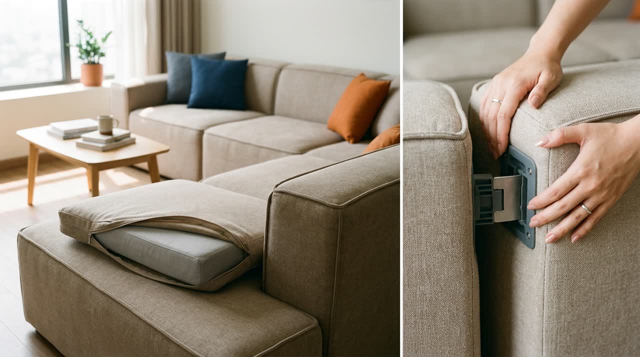 Cách giặt vỏ áo sofa module đúng cách — Cận cơ chế module